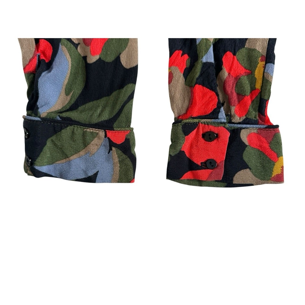 Zara Trafaluc Collection Floral Red Black Green Shirt Dress Button Down XS - Picture 11 of 14